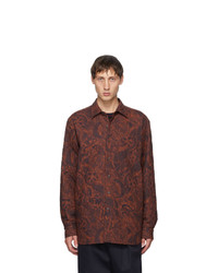 Dries Van Noten Red And Navy Quilted Shirt