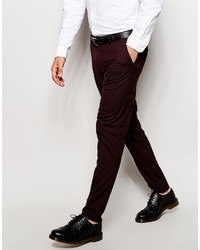 Asos Brand Skinny Smart Pants In Burgundy
