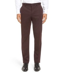 BOSS Giro Flat Front Solid Stretch Cotton Trousers