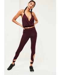 Missguided Active Purple Full Length Cut Out Yoga Pants