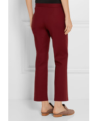 The Row Seloc Cropped Stretch Cotton Straight Leg Pants Burgundy