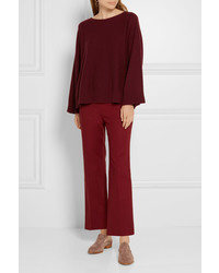 The Row Seloc Cropped Stretch Cotton Straight Leg Pants Burgundy