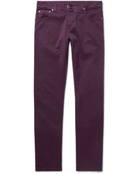 Isaia Slim Fit Stretch Cotton Twill Trousers