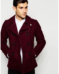 Burgundy Pea Coats for Men | Lookastic