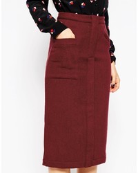 Asos Collection Pencil Skirt In Wool Mix Twill