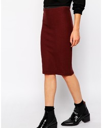 Selected Alton Pencil Skirt In Textured Jersey With Contrast Waistband