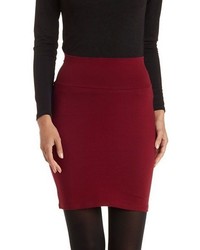 Charlotte Russe Stretch Cotton Pencil Skirt With Wide Waistband