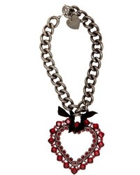Lanvin Crystal Embellished Heart Pendant Necklace