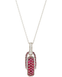 Roberto Coin Fantasia 18k Pave Ruby Diamond Circular Pendant Necklace