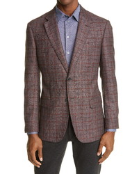 Emporio Armani Slim Fit Windowpane Wool Blend Sport Coat