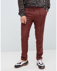 ASOS DESIGN Skinny Smart Trouser In Micro Red And Orange Check