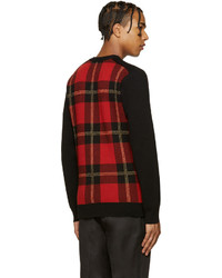 Balmain Black And Red Tartan Sweater