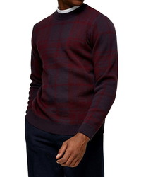Topman Exploded Check Crewneck Sweater