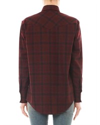 Saint Laurent Check Print Wool Flannel Shirt