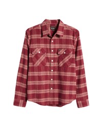 Brixton Bowery Plaid Flannel Button Up Shirt In Crimson At Nordstrom