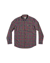 Quiksilver Twisted Tubes Regular Fit Plaid Button Up Flannel Shirt