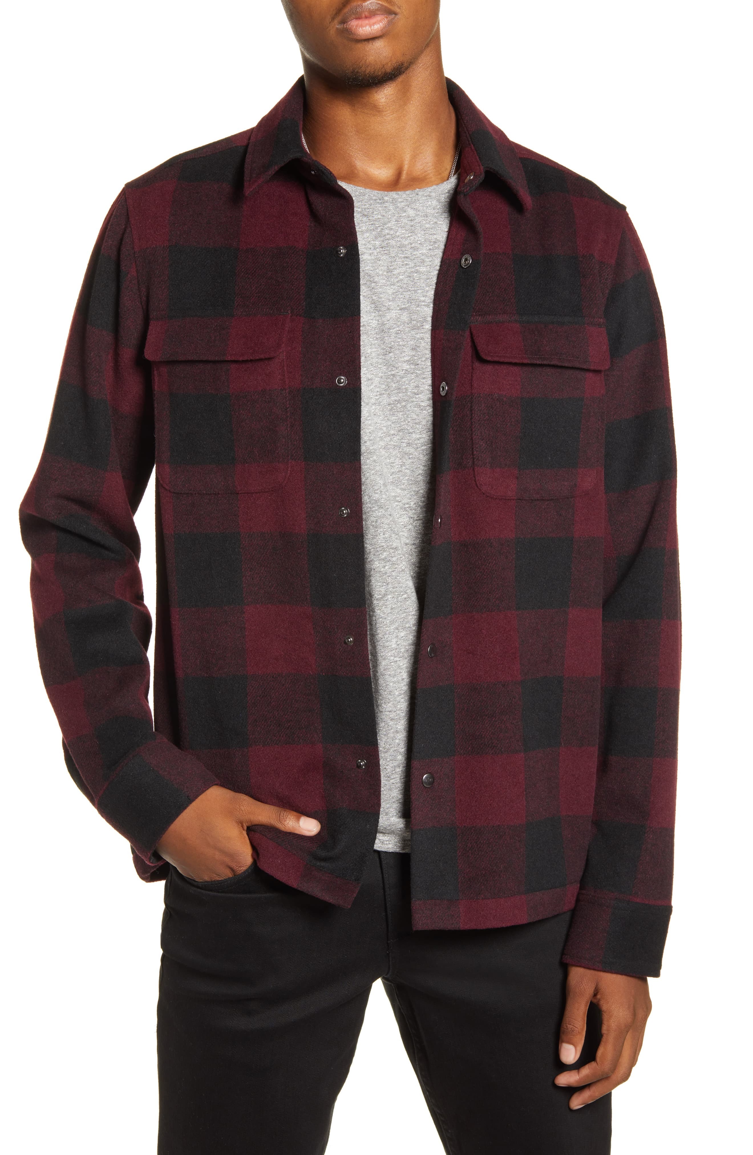 BP. X Alex Costa Brushed Flannel Snap Up Plaid Shirt Jacket, $39 ...