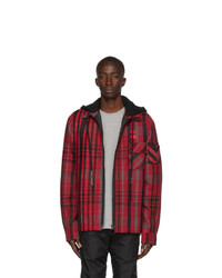 Off-White Red And Black Padded Hoodie Shirt