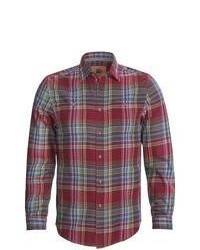 Boston Traders Plaid Flannel Shirt Long Sleeve Burgundy