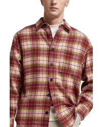 River Island Check Oversize Cotton Button Up Shirt In Bright Pink At Nordstrom