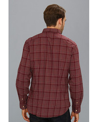 John Varvatos Star Usa Slim Fit Roll Sleeve Plaid Shirt