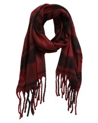 Nordstrom Brushed Plaid Scarf In Burgundy Combo At