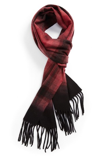 Nordstrom Plaid Dip Dye Woven Cashmere Scarf Red One Size One Size, $58 ...