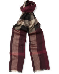 Burberry Shoes Accessories Plaid Wool And Silk Blend Scarf