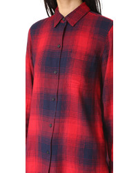 Madewell Ex Bf Shirt In Red Blue Plaid