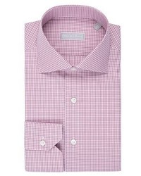 Stefano Ricci Fine Stripe Plaid Cotton Shirt Burgundy