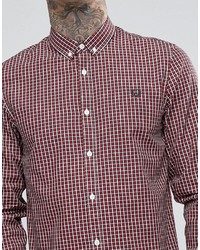 Fred Perry Shirt In Tri Color Check In England Red In Slim Fit