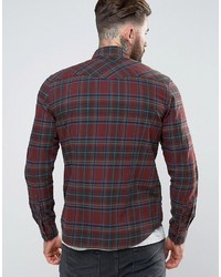 Asos Regular Fit Western Check Shirt In Red