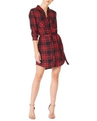 Burgundy Plaid Shirtdress