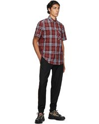 Burberry Red Poplin Check Short Sleeve Shirt