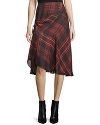 Burgundy Plaid Skirt