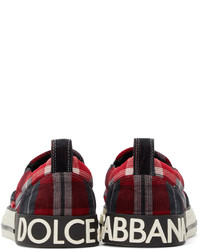 Dolce & Gabbana Red Check Custom 2zero Sneakers