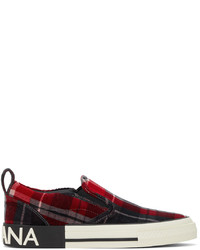 Dolce & Gabbana Red Check Custom 2zero Sneakers