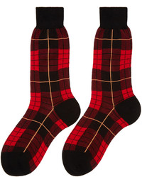 Alexander McQueen Red Plaid Socks