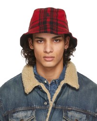 Burgundy Plaid Wool Bucket Hat