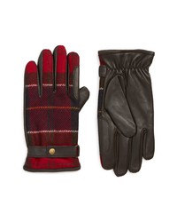 Burgundy Plaid Wool Gloves
