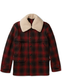 Kent & Curwen Hopkins Shearling Trimmed Checked Wool Jacket