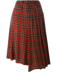 R 13 R13 Plaid Asymmetric Skirt
