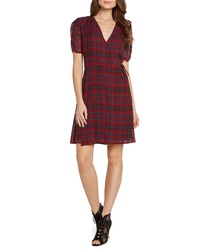 Willow & Clay Plaid Ruched Sleeve Wrap Dress