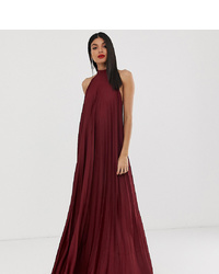 Asos Tall Asos Design Tall Backless Halter Pleated Maxi Dress