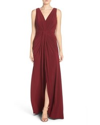 Vera Wang Jersey Pleated Fit Flare Gown