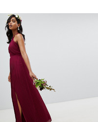 TFNC Pleated Bridesmaids Maxi Dress In Burgundy