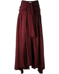 Burgundy Pleated Maxi Skirt