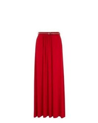 New Look Red Jersey Belted Maxi Skirt
