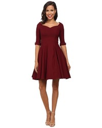 Burgundy Pleated Party Dress