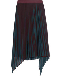 Burgundy Pleated Satin Skirt